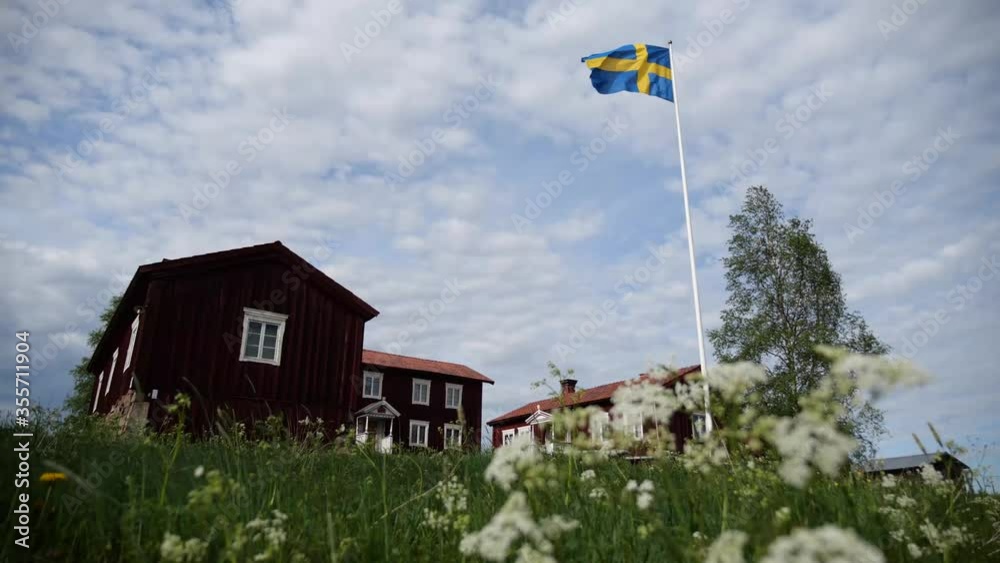 Swedish flag at old farming house