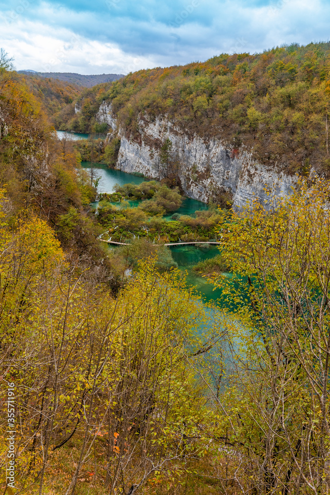 Plitvice Lakes Park with waterfalls in autumn Plitvice Lakes Park with waterfalls in autumn