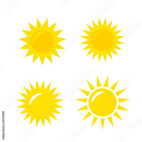 Sun Vector icon. Sun Vector doodle illustration. Sun Vector icon yellow set