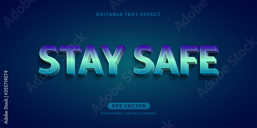Stay safe editable text vector