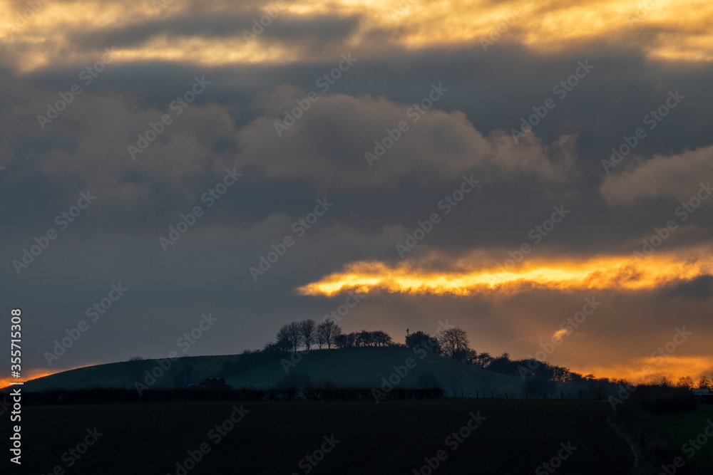 Winter sunset with dramatic clouds in England