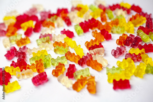 Detail of colorful jelly  candy on white background