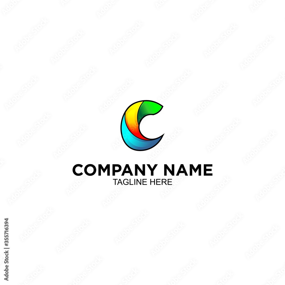 letter C logo design with a combination of 3 colors
