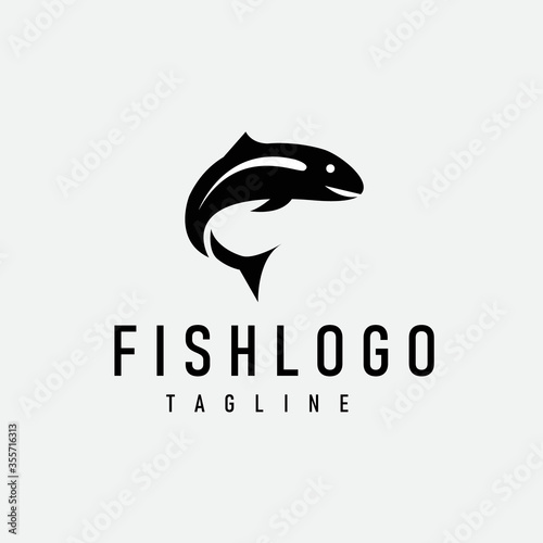 Design of fish tagline logo illustration, for brand needs etc.