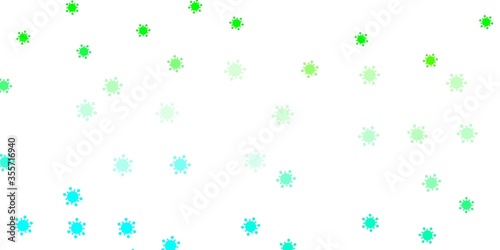 Light green vector background with covid-19 symbols.