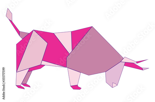 Pink origami bull