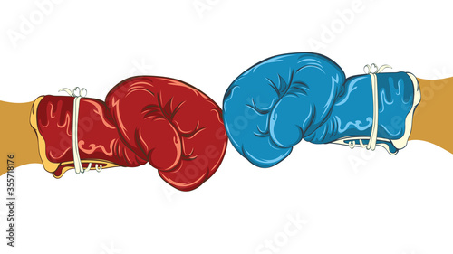 Red and blue boxing gloves