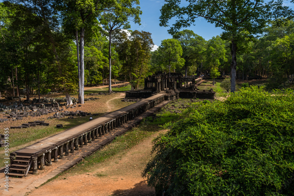 Aerial view of the entrance path at Baphuon temple at Angkor