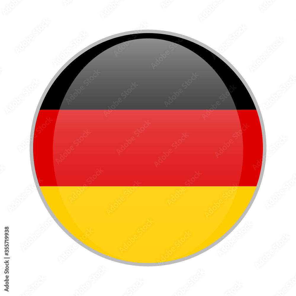 The national German flag round glossy icon. Germany badge Isolated on white background.