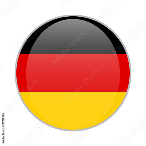 The national German flag round glossy icon. Germany badge Isolated on white background.
