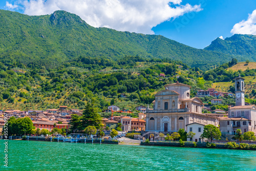 Sale Marasino village at Iseo lake in Italy photo