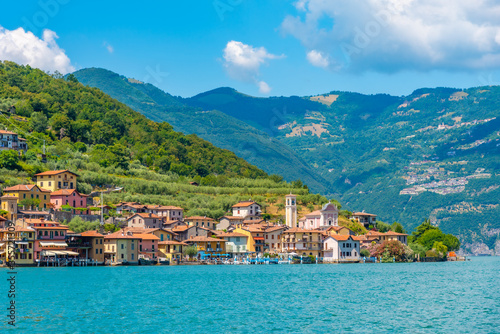 Carzano village on Monte Isola island at Iseo lake in Italy