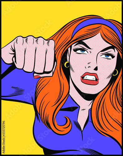 Angry woman throwing a punch