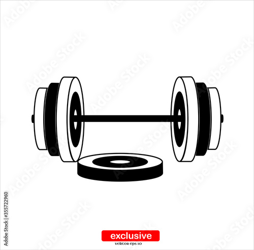 dumbbells barbell muscle lifting icon.Flat design style vector illustration for graphic and web design.