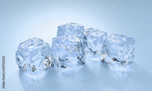 3D rendering white ice on a white background
