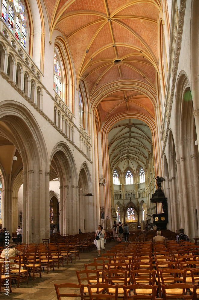 Quimper, France. The interior of the Cathedral of Saint-Corentin, XII - XV centuries