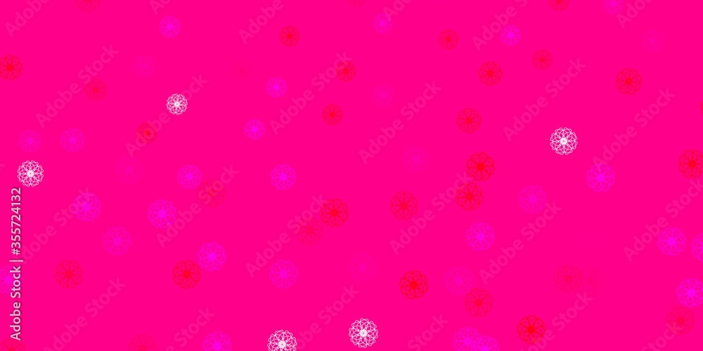 Light Pink, Red vector doodle texture with flowers. Light Pink, Red vector doodle texture with flowers.