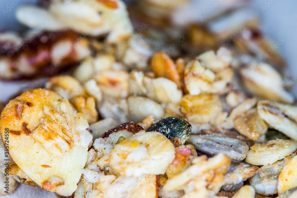 Healthy breakfast - cereals macro close up shot Healthy breakfast - cereals macro close up shot