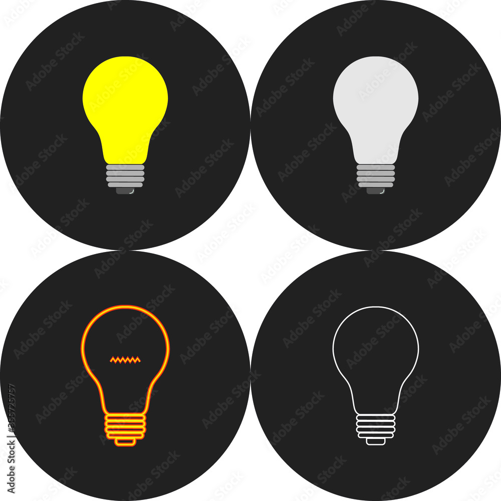 electric energy or idea light lamp bulb with tungsten spiral screw on white background vector sign electric energy or idea light lamp bulb with tungsten spiral screw on white background vector sign