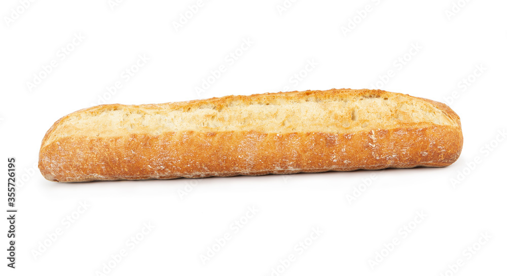 Wheat French baguette with crisp isolated on white