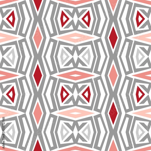 Vibrant colored line art pattern over white background. Seamless geometric wallpaper tiling