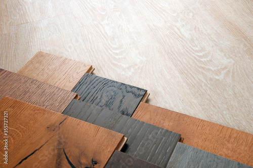 Materials construction. wood materials. Interior design. Sample of wood. Laminate. Veneer. Vinyl. Carpet and concrete for home renovation. Luxury  materials for building construction. Concrete.  lamin
