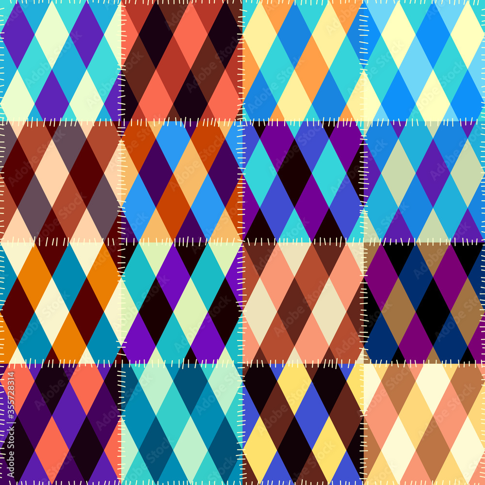 Fototapeta premium Patchwork textile pattern. Seamless quilting design background.