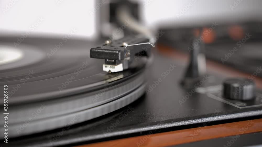 Old Retro Vinyl Turntable. Record player playing vinyl. Old Retro Vinyl Turntable. Record player playing vinyl.