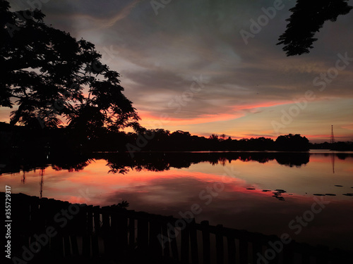 sunset over the river