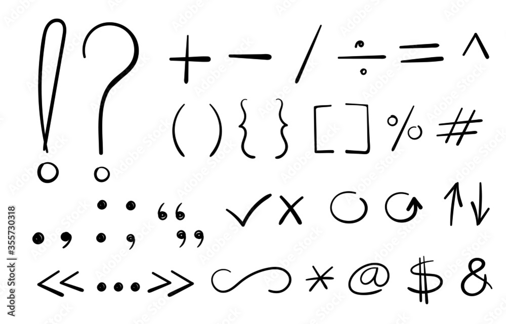 Handwritten marker pen signs, symbols and shapes. Highlight hand drawn arrows, lines isolated on white background Handwritten marker pen signs, symbols and shapes. Highlight hand drawn arrows, lines isolated on white background