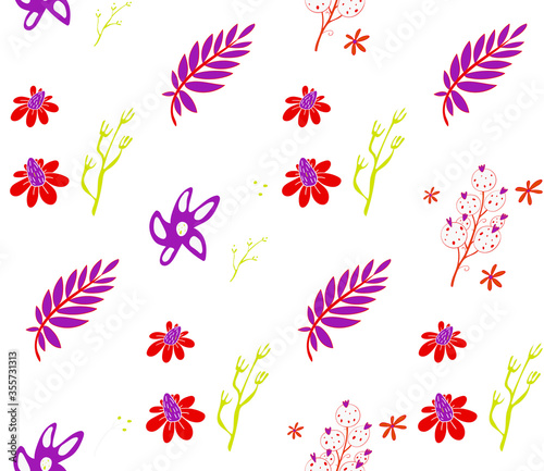 Image without seams. Beautiful pattern on a summer theme. Pattern consisting of  natural colors and leaves. Background image.
