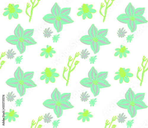 Image without seams. Beautiful pattern on a summer theme. Pattern consisting of  natural colors and leaves. Background image.

