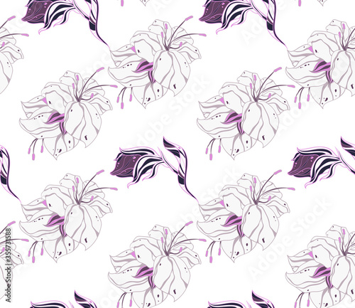 Image without seams. Beautiful pattern on a summer theme. Pattern consisting of  floral ornament and  glade. Background image.
