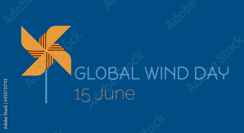 Save the planet, ecological energy, icon of pinwheel as a symbol of Global Wind Day