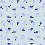 seamless pattern design with watercolor lavender flowers