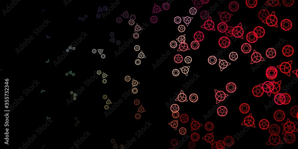 Dark Green, Red vector pattern with magic elements. Dark Green, Red vector pattern with magic elements.