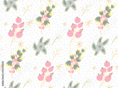 Image without seams. Beautiful pattern on a summer theme. Pattern consisting of natural colors and leaves. Background image. 