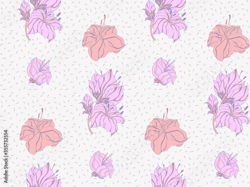 Image without seams. Beautiful pattern on a summer theme. Pattern consisting of floral ornament and glade. Background image. 