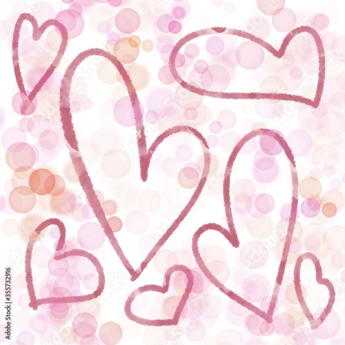 pink backgrounds with red hearts and pink bubbles