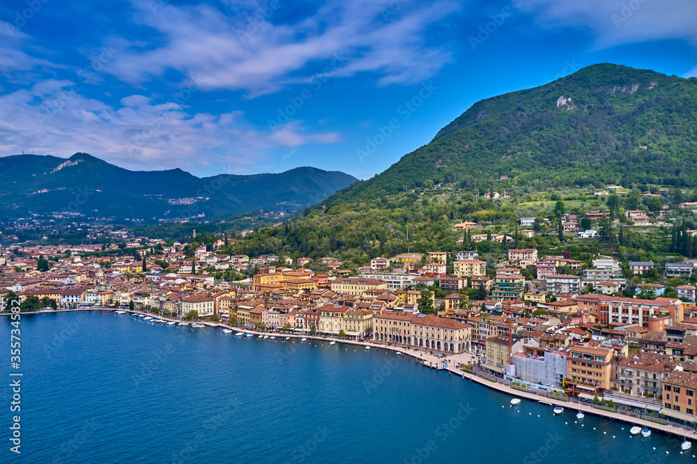 Aerial view of the city of Salò, Lake Garda, Italy