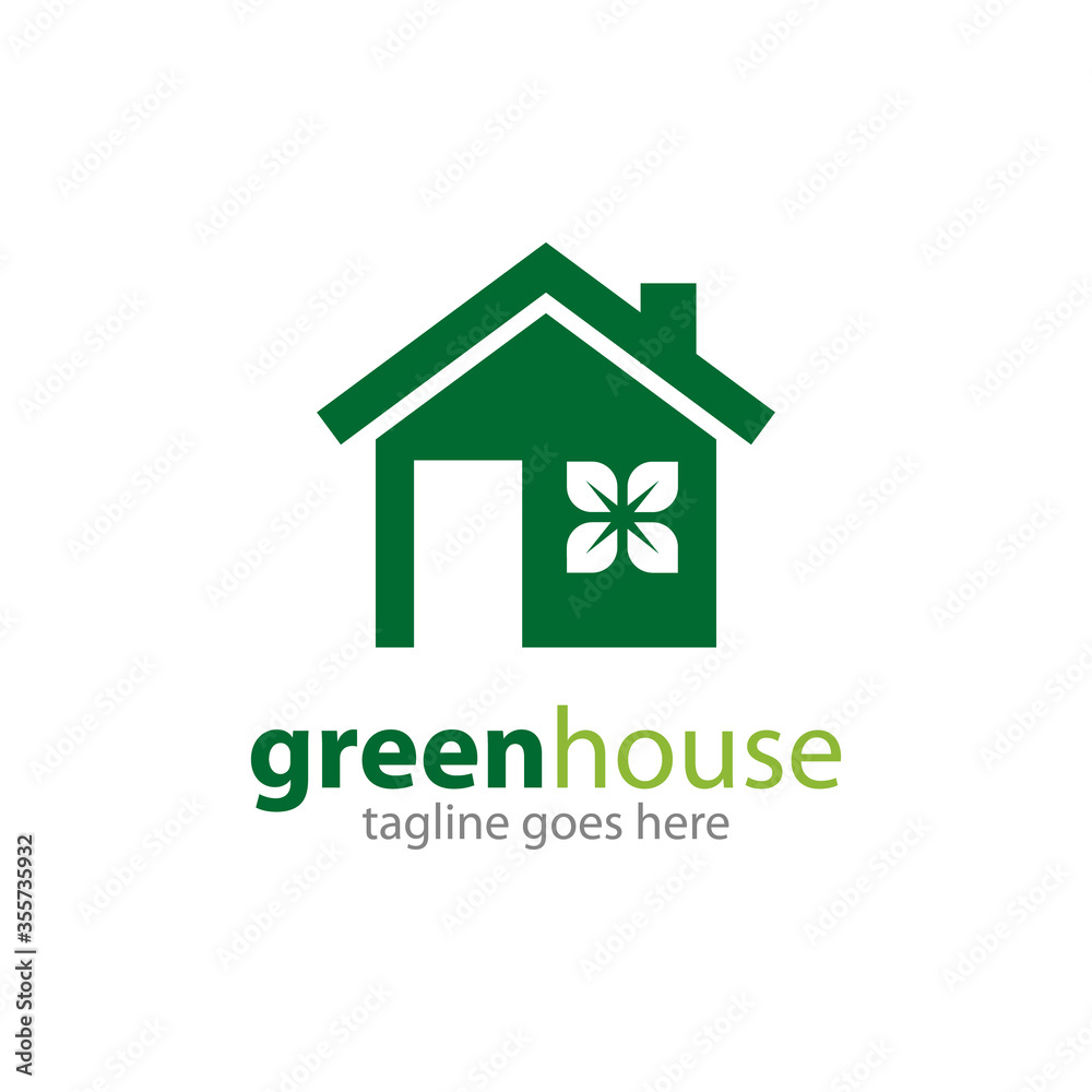 Green House Icon Vector Logo Design Template Green House Icon Vector Logo Design Template