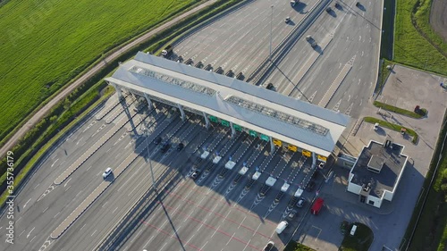 Aerial view toll road or tollway on the controlled-access highway