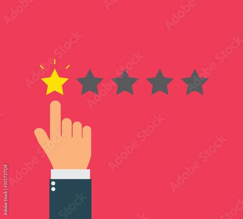 hand give star rating flat vector. feedback	

