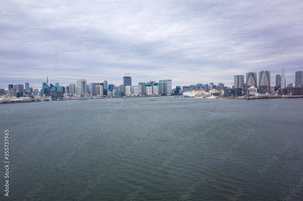 Tokyo skyline  at rainy day in May, Tokyo, Japan