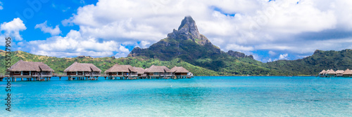 Bora Bora Island, French Polynesia. Web banner in panoramic view. © marabelo