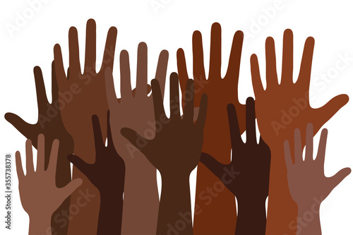 black lives matter words concept banner or poster with many black human hands, stock vector illustration