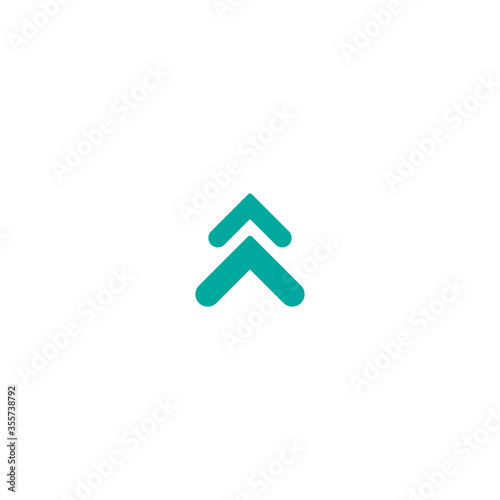 two blue squared arrows up icon. swipe up button. Isolated on white. Upload icon.