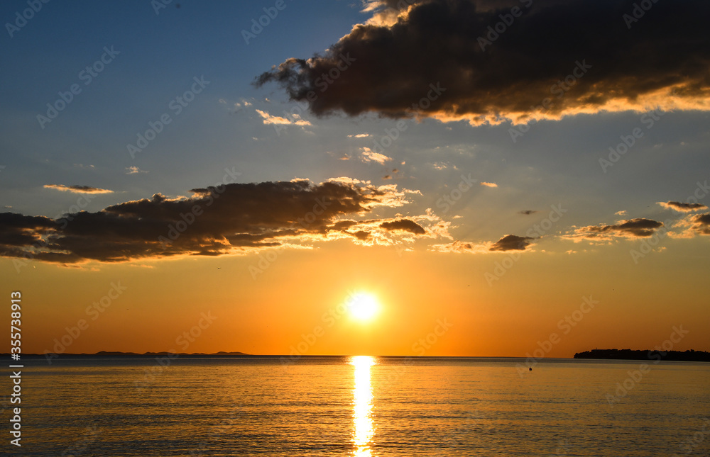 Beautiful sunset above the Adriatic Sea photographed from Zadar, Croatia