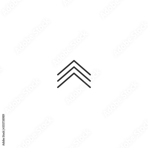 three black squared arrows up icon. swipe up button. Isolated on white. Upload icon.