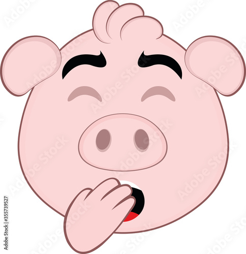 Vector illustration of the face of a cute cartoon pig